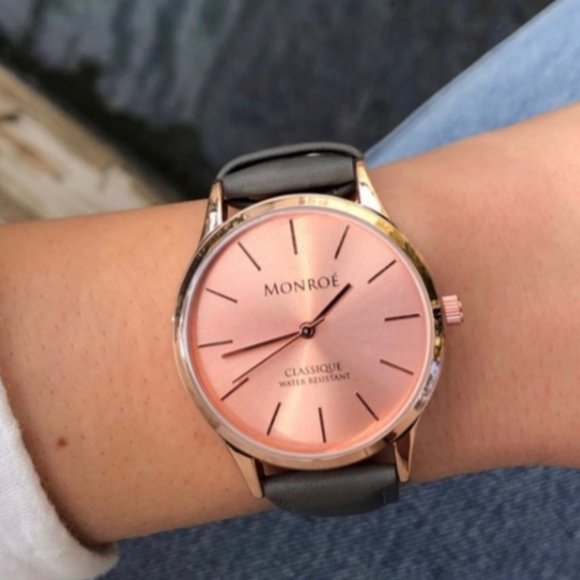 BNWT Monroé Watches SOLÉROSE - CHARCOAL LEATHER - Picture 4 of 6